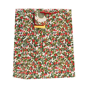 Present your gifts beautifully this festive season with our Medium Holly Gift Bag. Adorned with a classic and charming holly and berry pattern on a crisp background, this bag instantly evokes the spirit of Christmas. The vibrant red berries and lush green leaves create a timeless design, perfect for a wide range of gifts.
Each bag features sturdy red string handles for easy carrying and comes with an eco-friendly tag, adding a thoughtful touch to your packaging. Ideal for retailers looking for quality and sustainable options, these medium-sized bags are sold in convenient packs of six, ensuring you're well-stocked for the holiday rush. Make your customers' gifts extra special with this delightful festive bag.