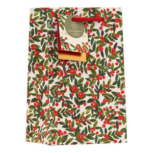 Add a touch of classic festive charm to your gift-giving with our delightful Small Holly Gift Bag. Featuring a timeless design of lush green holly leaves and vibrant red berries on a crisp background, this bag is perfect for Christmas presents and seasonal treats. The sturdy red fabric handles beautifully complement the design, ensuring a comfortable carry. What's more, this charming gift bag is eco-friendly and 100% recyclable, making it a thoughtful choice for environmentally conscious customers. Available in convenient packs of 6, these bags are an essential addition to your seasonal retail offering. From Partisan Products Ltd., bring festive cheer and sustainability to your store.