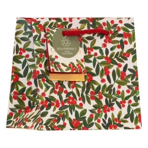Make your small gifts extra special this festive season with our charming Extra Small Holly Gift Bags. Adorned with a classic holly and red berry design, these bags instantly add a touch of traditional Christmas cheer to any present. Each bag features a sturdy red rope handle for comfortable carrying and a delightful gold accent on the tag. What's more, they come with an 'Eco-Friendly, 100% Recyclable' tag, so your customers can feel good about their thoughtful gifting. Perfect for jewellery, small trinkets, or festive treats, these bags are sold in convenient packs of six, ensuring you're always ready for those last-minute thoughtful gestures.