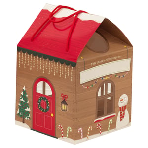Welcome the magic of Christmas with our delightful Elf House Arrival Box! This charming, house-shaped gift box is the perfect way to introduce a festive elf to any home. Adorned with a snowy red roof, twinkling Christmas lights, a welcoming wreath, and even a friendly snowman and candy canes, it captures the spirit of the season beautifully.

Each box features a special space to write 'This cheeky elf belongs to...', adding a personal touch to the elf's grand entrance. Ideal for holding a mischievous elf or small festive treats, this sturdy and decorative box is sure to become a cherished part of Christmas traditions. Available in a convenient pack size of 1x6 from Partisan Products Ltd, it's a must-have for your seasonal offerings.