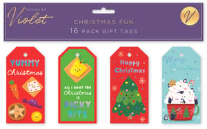Elevate your festive gift-wrapping selection with our delightful 16 Christmas Fun Mixed Gift Tags, designed by Violet. This charming collection from Partisan Products Ltd. offers 16 tags per pack, featuring four unique and wonderfully whimsical designs.
From 'YUMMY Christmas' treats and playful 'PICKY BITS' humour to a cheerful Christmas tree and adorable penguins enjoying hot chocolate, these tags are sure to add a special touch to any present. They're perfect for customers looking to make their gifts truly memorable. Available in a convenient wholesale pack size of 1x12, these tags are an essential and eye-catching addition to your seasonal stock.