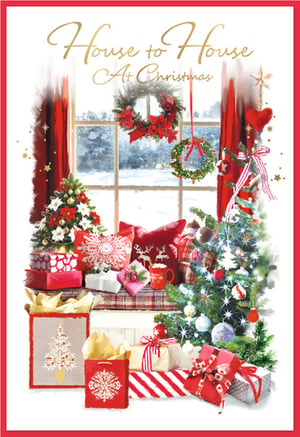 Bring the magic of Christmas into your customers' homes with our delightful 'House to House' Christmas cards from Simon Elvin. This enchanting design captures the true spirit of the season, featuring a cosy window scene adorned with festive wreaths, twinkling lights, and beautifully wrapped gifts.
Imagine the joy this card will bring, showcasing a snowy landscape outside and a warm, inviting interior filled with holiday cheer. The intricate details, from the poinsettia-decorated tree to the charming cushions, make this a truly special card.
Perfect for sending heartfelt wishes, these cards are sure to be a popular choice. Available in a convenient pack size of 1x6, ensuring you're well-stocked for the festive rush. Offer your customers a touch of traditional Christmas charm this year!