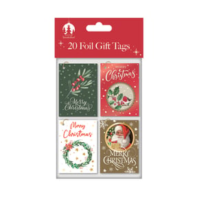 Add a touch of classic charm to all your festive presents with our delightful pack of 20 Traditional Gift Tags. Each tag features a beautiful foil finish, bringing a subtle sparkle to your Christmas wrapping.
This wonderful assortment includes four timeless designs to choose from. You'll find cheerful Santa Claus, a charming robin nestled amongst holly, elegant winter berries, and a festive green wreath, all adorned with heartfelt 'Merry Christmas' messages.
Perfect for personalising gifts for friends and family, these traditional tags are an essential for any Christmas celebration. Make every present feel extra special this holiday season!