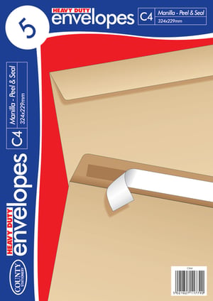 Ensure your important documents are sent securely and professionally with our County Paper Heavy Duty C4 Manilla Envelopes. Designed for durability, these robust envelopes provide excellent protection for your contents.

Each envelope is a generous C4 size (324x229mm), making them ideal for sending A4 documents without folding. The convenient peel and seal closure offers a quick and hassle-free way to secure your mail, saving you time and ensuring a strong, reliable seal every time.

This wholesale offering includes 12 individual packs, with each pack containing 5 high-quality Manilla envelopes. Perfect for businesses, offices, and educational institutions, these County Paper envelopes are a dependable choice for all your mailing needs.