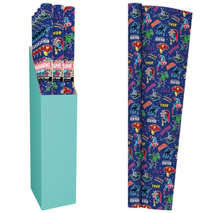 Bring the excitement of the Marvel Avengers to your customers with this fantastic 2M Roll Wrap! Featuring iconic heroes like Hulk, Iron Man, Thor, Captain America, and Black Widow on a vibrant blue background, this gift wrap is perfect for any superhero fan. Each roll provides 2 metres of high-quality wrapping paper, ensuring plenty for all those special gifts.
Supplied by Design Group, this non-wrapped gift wrap comes in a convenient pack of 20, making it an ideal wholesale choice for retailers looking to stock up on popular, eye-catching designs. Delight your shoppers and make every present feel epic with this must-have Marvel collection!