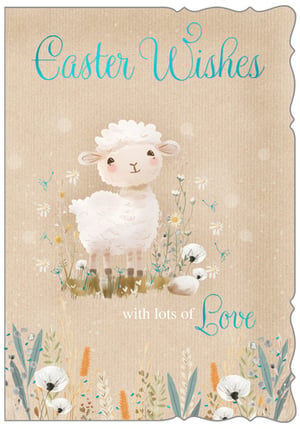 Welcome spring with our charming 'Open Easter' card, lovingly created by Out of The Blue Studios Ltd. This delightful design captures the essence of Easter with an irresistibly cute lamb, softly illustrated amidst a scattering of delicate wildflowers. Set against a warm, rustic background, the card features the sweet message 'Easter Wishes with lots of Love' in elegant blue script. It’s the perfect way for your customers to send heartfelt greetings and spread joy this season. Stock up on this lovely card, available in a convenient pack of 1x6, and bring a touch of springtime charm to your shelves.
