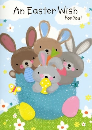 Brighten up your Easter card selection with this charming 'Open Easter' design from Simon Elvin. Featuring an adorable group of five bunnies nestled amongst colourful Easter eggs and spring flowers, this card is bursting with seasonal cheer. The sweet illustration and heartfelt 'An Easter Wish For You!' message make it a lovely choice for sending warm greetings to anyone. Perfect for customers looking for a delightful and universally appealing Easter card. Available in a convenient 1x6 pack, these cards are ready to bring smiles to your shelves this spring.