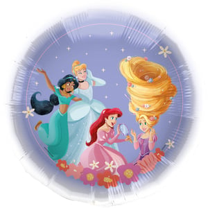 Add a touch of royal charm to any celebration with this delightful 18" Disney Princesses foil balloon! This vibrant balloon showcases a magical moment between some of your favourite princesses: Jasmine, Cinderella, Ariel, and Rapunzel. See Rapunzel's famous long hair styled beautifully with flowers, as Ariel holds up a mirror, while Jasmine and Cinderella share a happy, playful scene. Perfect for birthday parties, princess-themed events, or simply to bring a smile, this eye-catching balloon is sure to be a hit. Supplied by Folat and sold individually, it's an ideal choice for retailers looking to offer high-quality, enchanting party decorations. Make every event extra special!