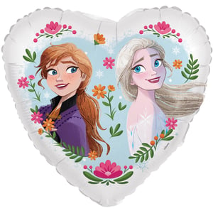 Bring the magic of Arendelle to your celebration with this enchanting 18" Frozen Heart Shape balloon! Featuring everyone's favourite sisters, Anna and Elsa, this beautiful foil balloon captures their joyful spirit amidst a delightful flurry of snowflakes and vibrant floral designs.
Perfect for Frozen fans of all ages, its charming heart shape and stunning artwork make it an unforgettable addition to any party, birthday, or special event. Supplied by Folat, each balloon comes individually, ready to inflate and spread smiles. Let Anna and Elsa add a touch of frosty fun and warm friendship to your next gathering!