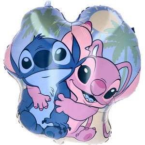 Delight your customers with this enchanting 19" Stitch and Angel Shape foil balloon! Featuring Disney's beloved Stitch and Angel in a warm embrace, set against a vibrant tropical scene with palm trees and a sunny sky. This charming balloon is an ideal choice for birthdays, themed parties, or any special occasion needing a touch of Lilo & Stitch magic. Its eye-catching design and generous 19-inch size ensure it will be a popular pick. Supplied by Folat, each balloon is conveniently packed as a single, ready for your retail display. Add this delightful duo to your collection today!