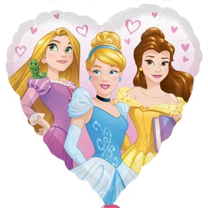 Bring a touch of enchanting magic to your customers' celebrations with our delightful 17" Princess Crown & Gem foil balloon. This charming heart-shaped balloon showcases three beloved Disney Princesses – Rapunzel, Cinderella, and Belle – beautifully depicted against a soft pink backdrop adorned with sweet hearts. Ideal for birthdays, themed parties, or as a special gift, this single balloon is a must-have for any princess fan. Its vibrant design and popular characters make it an irresistible addition to your retail offering, promising smiles and a touch of royal sparkle.
