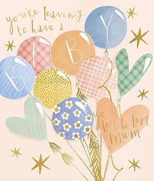 Congratulate someone special on their exciting journey with our 'Leaving To Have A Baby' card! This delightful design features charming watercolour balloons spelling out 'BABY', alongside a heartfelt message: 'you'll make the best Mum'. Adorned with playful stars and pretty patterns in soft pastel shades, it's a wonderfully warm way to send your best wishes. Perfect for colleagues, friends, or family embarking on motherhood. Supplied by the Great British Card Company, these beautiful cards come in a convenient pack of 6, ready for your customers to share their joy.