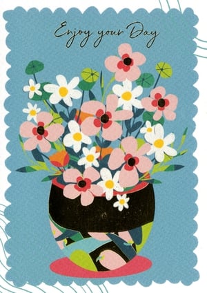 a birthday card with a slice of cake and fireworks .
