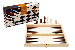 Unleash hours of classic fun with our fantastic 3 In 1 Games set! This versatile collection brings together three beloved board games: Backgammon, Chess, and Draughts, all in one stylish package.

Crafted with a timeless wooden finish, this single set includes everything you need for strategic battles and engaging gameplay. You'll find beautifully detailed wooden chess pieces, checkers for draughts and backgammon, and dice, all ready for action on the sturdy game board.

Perfect for family game nights, holidays, or as a thoughtful gift, this set offers endless entertainment and a touch of traditional charm. It’s an ideal addition to any home, promising quality playtime for all ages.