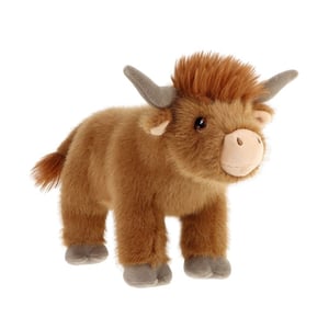 Bring the charm of the Scottish Highlands to your customers with this adorable 30cm Keeleco Standing Highland Cow plush toy from Keel Toys. Crafted with super soft, shaggy brown fur and featuring distinctive grey horns and a sweet, friendly face, this standing cow is utterly irresistible. Its lifelike details, from the fluffy tail to the endearing fringe, make it a truly special addition to any toy collection. Perfect for gifting, this delightful Highland Cow is sure to become a cherished companion. Available as single units, it's ready to bring joy to your retail space.
