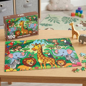 Embark on an exciting adventure with our Safari Sightings Jigsaw Puzzle! This vibrant 100-piece puzzle brings the wonders of the wild right into your home. Little explorers will love piecing together a colourful scene filled with friendly safari animals, including majestic giraffes, playful elephants, roaring lions, striped zebras, cheeky monkeys, and exotic birds.

Designed to captivate young minds, this engaging puzzle offers hours of fun while helping to develop essential problem-solving skills and hand-eye coordination. The beautifully illustrated artwork makes for a delightful challenge and a rewarding finished picture. Perfect for children aged 5 and up, it’s an ideal gift for any budding animal lover. Get ready for a wild time!
