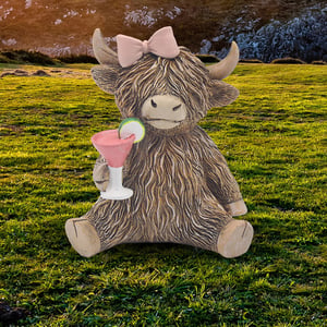 Bring a touch of whimsical charm to any home or garden with our delightful Highland Cow Happy Hour figurine, brought to you by Lesser and Pavey Ltd.! This charming ornament features a shaggy-haired Highland cow, complete with a cute pink bow, relaxing with a refreshing pink cocktail and a slice of lime.
Perfect for adding a unique and playful accent to shelves, patios, or garden beds, this single piece is beautifully detailed, from its textured fur to its friendly expression. Ideal as a gift or a treat for oneself, this happy hour companion is sure to bring smiles and a touch of fun to any space. Stock up on this irresistible item today!