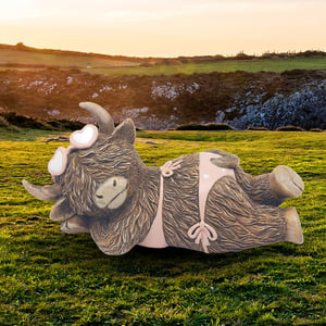 Bring a touch of whimsical charm to your store with our delightful Highland Cow Beach Time In Bikini figurine! This adorable single-pack item from Lesser and Pavey Ltd is sure to capture hearts.
Crafted with wonderful detail, this relaxed Highland cow is ready for its holiday, sporting a cute pink bikini and stylish heart-shaped sunglasses. Perfect for adding a fun, quirky accent to any home or garden, it evokes sunny days and carefree vibes. Its charming expression and unique design make it an irresistible gift or a standout piece for any decor collection. Offer your customers something truly special and bring a smile to their faces with this lovable character.