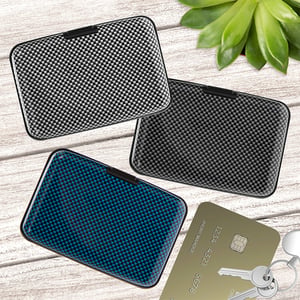 Offer your customers the perfect blend of style and security with our RFID Blocking Graphite Debit & Credit Card Holders. These sleek, compact holders are designed to protect sensitive card data from electronic theft, providing peace of mind in a modern world.
Each holder features a striking graphite-effect finish, available in three eye-catching assorted colours – classic silver, sophisticated black, and vibrant blue – ensuring there's a perfect match for every taste. Ideal for keeping debit and credit cards organised and safe, they're a must-have accessory for daily use or travel. These popular card holders come in a convenient pack of 12, ready to enhance your retail offering.