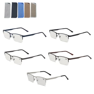 Offer your customers a stylish and practical solution for their reading needs with our Gents Reading Glasses 5 Asstd. This wholesale pack provides a fantastic variety of half-rim designs, featuring sleek frames in popular colours including classic black, sophisticated blue, versatile gunmetal, warm brown, and modern silver.
Each pair comes complete with its own coordinating fabric slip case, ensuring convenience and protection. Perfect for everyday use, these glasses combine comfort with contemporary style. Available in a convenient pack size of 1x25, you can easily stock up and provide a diverse selection to meet the preferences of all your male customers. A must-have addition to any retail offering.