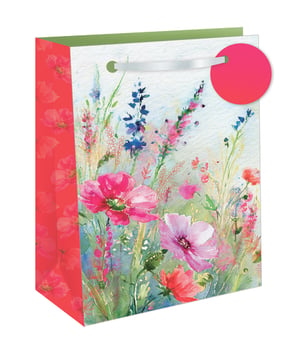 Present your gifts beautifully with our Extra Large Floral Breeze Gift Bag, a truly enchanting choice for any occasion. This delightful bag features a stunning watercolour design, capturing the serene beauty of a vibrant meadow. Delicate pink poppies, bluebells, and lush greenery burst forth, creating a light and airy 'breeze' effect that's perfect for celebrating birthdays, anniversaries, or simply to brighten someone's day.
Its extra-large size offers ample space for a variety of thoughtful presents. Crafted with sturdy materials and finished with elegant ribbon handles, it ensures both durability and a touch of sophistication. The charming complementary floral pattern on the side panel adds an extra layer of visual appeal. Available in a convenient pack of 6, these gorgeous bags from Out of The Blue Studios Ltd. are a must-have for your retail collection.