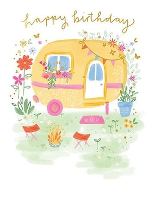 Brighten any birthday with this utterly charming card from Paper Rose! This 'Open Birthday Female' design features a whimsical yellow camper van, capturing the joy of outdoor adventures and cosy celebrations. Adorned with colourful bunting, a window box bursting with flowers, and surrounded by lush greenery, it's a scene of pure delight. Below, a crackling campfire and two sweet camping stools invite you to imagine a perfect evening under the stars.
With its friendly, illustrative style and vibrant palette, this card is ideal for anyone who loves nature, travel, or simply a touch of everyday magic. Available in convenient packs of six, it's a wonderful addition to your greeting card selection, ready to bring smiles to countless recipients.