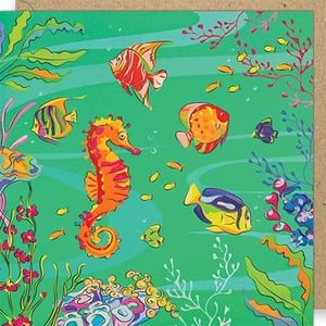 Dive into a world of vibrant colour with this delightful Blank Female card from Paper Rose! Featuring a captivating underwater scene, this card showcases a charming orange seahorse surrounded by an array of beautifully illustrated tropical fish in bright reds, yellows, blues, and greens. Lush coral and swaying seaweed complete the cheerful ocean tableau, making it a truly eye-catching design.
Perfect for any occasion, this blank card offers plenty of space for a heartfelt message, making it wonderfully versatile for birthdays, thank yous, or just to say hello. Stock up your shelves with this popular design, available in a convenient pack of 6.