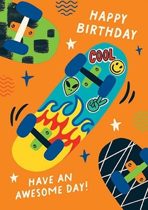 Roll into sales with the Open Birthday Male card from Paper Rose! This vibrant design is perfect for any cool kid or teen, featuring an energetic skateboard theme that's sure to catch the eye. Against a bright orange backdrop, three unique skateboards pop, including one adorned with fiery flames, an alien, and a smiley face. Bold "HAPPY BIRTHDAY" and "HAVE AN AWESOME DAY!" messages complete this fun card. Supplied in a convenient pack of 6, these cards are a fantastic addition to your birthday selection, offering a fresh and exciting option for customers looking for something truly awesome.
