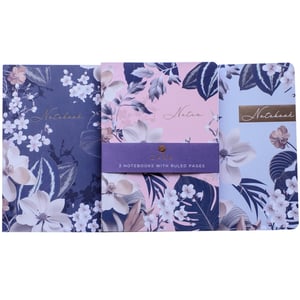 Elevate your everyday note-taking with this exquisite set of 3 Zara A5 Notebooks. Each notebook in this stunning collection features a unique, coordinating floral design, showcasing beautiful blooms and lush foliage in a sophisticated palette of blues, pinks, and creams.

Perfectly sized at A5, these notebooks come with ruled pages, making them ideal for organised writing, journaling, or capturing your brightest ideas. The elegant gold script detailing on each cover adds a touch of luxury. Whether you're treating yourself or looking for a thoughtful gift, this single pack of three Zara notebooks is a stylish addition to any stationery lover's collection.