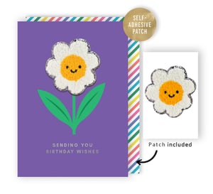 Brighten someone's special day with our delightful 'Open Birthday Female' card from Second Nature. This charming card features a vibrant purple background adorned with a cheerful flower design, complete with lush green leaves and a sweet, smiling face at its heart. The flower itself is a tactile delight, boasting a fluffy white texture and a shimmering glitter outline.
But the fun doesn't stop there! Each card comes with a fantastic self-adhesive patch of the adorable flower, perfect for adding a touch of joy to clothes, bags, or notebooks. With the warm message 'SENDING YOU BIRTHDAY WISHES', this card is sure to bring a smile. Available in a convenient pack of 6, it's a wonderful addition to any greeting card collection.