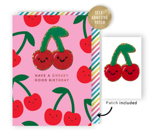 Make birthdays extra sweet with this delightful 'Have a Cherry Good Birthday' card from Second Nature. Designed for the 'Open Birthday Female' market, this vibrant card features a playful pink background covered in smiling red cherries.
The main attraction is the charming, textured cherry patch adorning the front, adding a unique, tactile element. What's more, each card includes a matching self-adhesive patch, offering an extra little gift for the recipient to enjoy – perfect for personalising clothes or accessories! With a convenient pack size of 1x6, these cheerful cards are sure to be a popular addition to your retail display, bringing smiles all around.