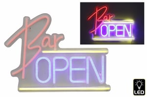Make a brilliant first impression with our 40cm Bar Open Neon LED Sign! This vibrant and stylish sign is the ideal way to welcome customers and set an inviting tone for any establishment. It features elegant 'Bar' script in a warm red/pink, perfectly complemented by a clear, bold 'OPEN' in cool blue/purple, all highlighted by a subtle yellow border.
Utilising modern LED technology, this sign delivers the classic allure of traditional neon with the added benefits of energy efficiency and enhanced durability. Its 40cm size makes it versatile for display in windows, on walls, or behind the bar, ensuring your 'Open' message is unmissable. Simple to install and built for lasting performance, it's a superb choice for pubs, clubs, restaurants, or any venue aiming to enhance its appeal.
Available as a single unit from Sifcon International PLC, this Bar Open Neon LED Sign is a smart investment for businesses ready to glow.