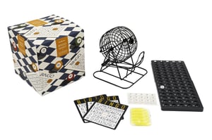 Get ready for an unforgettable evening with our classic Bingo Set! This complete kit from Sifcon International PLC has everything you need to host the ultimate bingo night.

Inside the stylish, checkerboard-patterned box, you'll find a durable black wire bingo cage, a clear calling board to keep track of numbers, and plenty of bingo cards for all your players. The set also includes numbered balls and bright yellow markers, ensuring you're ready to play straight out of the box. Perfect for family fun, parties, or community events, this single-pack Bingo Set promises hours of exciting entertainment. Bring the thrill of bingo home today!