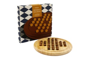 Introduce a touch of timeless elegance to your customers' homes with our exquisite Wooden Solitaire game from Sifcon International PLC. This classic single-player puzzle is beautifully crafted from natural wood, offering both a tactile and visually appealing experience.

The smooth, light-toned wooden board perfectly complements the rich, dark brown wooden pegs, creating a sophisticated aesthetic that will look stunning on any coffee table or bookshelf. More than just a game, this Wooden Solitaire set serves as a charming decorative piece, inviting players of all ages to engage in its enduring challenge.

Packaged individually, it makes an ideal gift item or a delightful addition to any retail collection. Offer your customers the joy of traditional gameplay combined with beautiful craftsmanship.