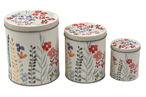 Bring a touch of springtime charm to any home with our delightful Set Of 3 Floral Round Tins. This versatile trio features a beautiful watercolour-style floral design, bursting with vibrant reds, blues, and greens, set against a soft cream background. Perfect for storing kitchen essentials, craft supplies, or simply adding a decorative accent, these tins are as practical as they are pretty. Each set includes three different sizes, offering flexible storage solutions for a variety of needs. A wonderful addition to any retail collection, these charming tins are sure to be a customer favourite.