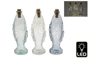 Dive into delightful decor with our 28cm LED Glass Fish Bottles! These charming glass fish, each containing a string of warm LED lights, cast a gentle, inviting glow. Perfect for adding a touch of coastal elegance or a whimsical nautical theme to any space.
With their unique fish shape and rustic cork stopper, they make a captivating display piece. Available individually, these energy-efficient LED bottles are ideal for creating a serene ambience in homes, restaurants, or event venues. A truly enchanting addition to any collection, offering both style and soft illumination.