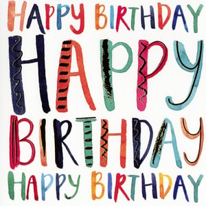 Brighten up your card selection with our vibrant 'Open Birthday Male' card from Simon Elvin. This cheerful design features the classic 'Happy Birthday' message in a bold, hand-drawn style, bursting with an array of eye-catching colours like reds, blues, oranges, and greens. Each letter is uniquely patterned with playful stripes, zigzags, and dots, enhanced by subtle metallic accents that add a touch of sparkle.

Perfect for a wide range of male recipients, this card offers a contemporary and artistic feel that stands out. Its lively aesthetic makes it an excellent choice for celebrating any birthday. Stock up your shelves with this popular design, available in convenient packs of 6. A fantastic addition to any retail display, promising smiles all around!