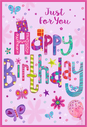 Make their birthday extra special with this wonderfully vibrant 'Open Birthday Female' card. Bursting with cheerful colours and a whimsical design, it's sure to bring a smile. The playful 'Happy Birthday Just For You' message takes centre stage, adorned with delightful patterns, from polka dots to stripes and stars.
Adorable butterflies, charming flowers, and celebratory presents complete this joyful scene, all set against a soft lilac background. This card is perfect for any female recipient, offering a truly delightful way to send birthday wishes. Available in a convenient pack of 6, it's an essential addition to your greeting card selection.