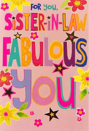 Brighten your card selection with this delightful "Fabulous You, Sister-in-Law" card from Simon Elvin. Featuring a vibrant, colourful design with playful stars and flowers on a cheerful pink background, it's the perfect way for customers to celebrate their amazing sister-in-law. The bold, eye-catching lettering makes a statement, ensuring this card stands out on your shelves. Stock up on this popular design, available in a convenient pack of 6, and offer your customers a truly special way to show appreciation. It's a wonderful choice for birthdays, thank yous, or just because!