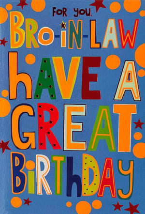 Add a splash of colour to your card collection with this delightful Brother-in-Law Birthday Card from Simon Elvin. Set against a bright blue background, the design features bold, multi-coloured lettering that spells out "FOR YOU. BRO-IN-LAW HAVE A GREAT BIRTHDAY." Playful stars and polka dots adorn the text and background, creating a cheerful and eye-catching look. This card is an ideal choice for customers seeking a fun and memorable way to celebrate their brother-in-law's special day. Supplied in a handy pack of 6, it's a vibrant addition to any greeting card display.