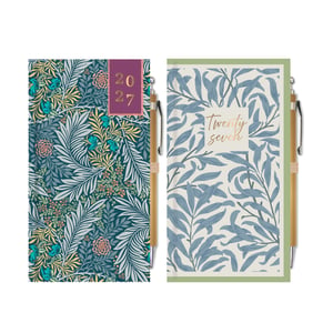 Help your customers stay beautifully organised in 2027 with our Slim WTV Floral Diary With Pen from Tallon. These exquisite diaries are designed for both style and practicality, featuring two distinct and captivating floral patterns. Choose from a rich, intricate design with vibrant teal and gold accents, or a serene blue leaf motif on a lighter background, both clearly marked for 'Twenty Seven'.
Each slim diary comes complete with a coordinating pen, ensuring convenience on the go. Perfect for planning, journaling, or as a thoughtful gift, these diaries are a delightful addition to any stationery collection. Available in a wholesale pack size of 1x12, they're ready to charm your customers.
