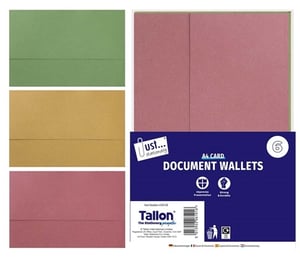 Organise your paperwork in style with these Tallon 6 A4 Card Document Wallets! This convenient pack contains six durable wallets, featuring three attractive colours: a vibrant green, a warm ochre, and a sophisticated berry tone.
Designed to improve presentation and offer strong, durable protection for your important documents, these A4 card wallets are perfect for home, office, or school use. Trust Tallon for quality stationery solutions. Each pack provides 6 wallets, ensuring you have plenty of options to keep everything neatly filed and easily accessible. A practical and colourful addition to any stationery collection!