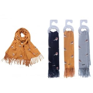 Introduce a touch of charming elegance to your collection with our delightful Robin Cashmere Feel Scarves. Luxuriously soft and wonderfully warm, these scarves are designed to offer comfort and style, making them a perfect addition for the cooler months.
Each scarf features an adorable all-over robin print, a timeless and popular design that's sure to capture the hearts of your customers. This wholesale pack includes three assorted colours – a sophisticated navy, a vibrant mustard, and a versatile light grey – providing a beautiful choice for every taste.
Perfect for gifting or as a personal treat, these fringed scarves are an ideal accessory. Supplied by Y and L Company Ltd. in a convenient 1x3 pack, they're ready to become a favourite in your store.