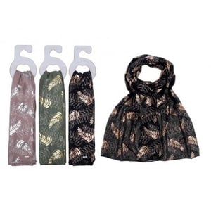 Introduce a touch of nature-inspired elegance to your collection with our stunning Metallic Fern Leaves Scarf. This beautiful accessory features a delicate metallic fern leaf pattern that shimmers subtly, adding a sophisticated sparkle to any outfit.
Each wholesale pack contains 3 assorted scarves, offering a delightful variety of colours to appeal to every customer. You'll receive one each of the chic dusty rose, versatile olive green, and classic black, all adorned with the gorgeous metallic foliage. Crafted from a soft, lightweight fabric, these scarves are perfect for year-round wear, providing both style and comfort. They make an ideal addition to any fashion-forward retail offering, promising to be a popular choice for customers seeking a stylish and unique accessory.