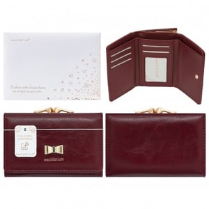 Add a touch of glamour to your accessories collection with our stunning Glam Bow Clasp Purse in a rich Burgundy hue. This elegant tri-fold purse is beautifully crafted from a luxurious-looking material, featuring a delightful gold-tone bow embellishment and a secure, stylish clasp closure. Open it up to discover a thoughtfully organised interior, complete with multiple card slots, a clear ID window, and a spacious compartment for your notes. Its compact yet practical design makes it the perfect everyday companion, blending fashion with functionality. A truly unique piece that reflects your individual style.