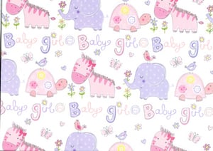 A baby girl seamless pattern with pink and purple animals.