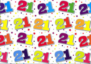 A background colorful with the number 21 on it.