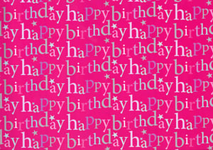 A pink background with the words "Happy Birthday" on it.