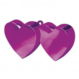 A pair of purple hearts is on a white background.