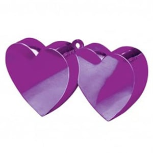 Two purple hearts are sitting next to each other on a white background.